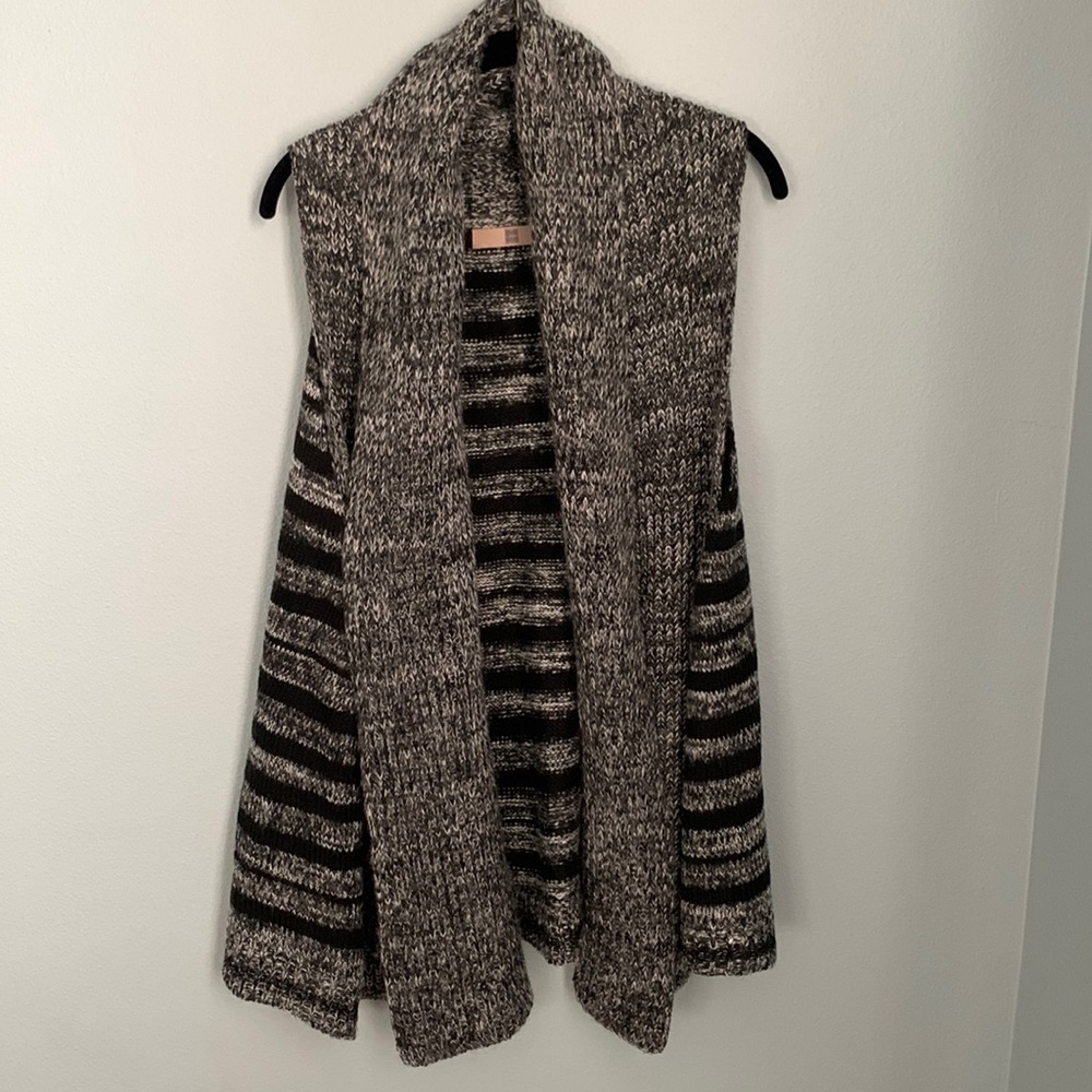 Black & Grey Sweater Shawl Vest